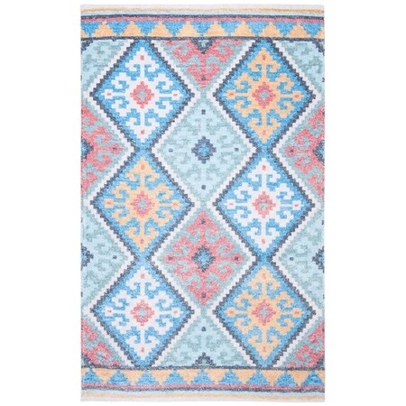 Safavieh 4 x 6 ft. Saffron Rectangle Hand Loomed Area RugBlue & Aqua SFN560M-4